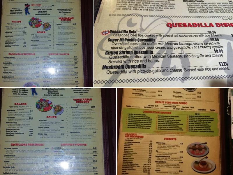 Mi Pueblo Mexican Restaurant Menu