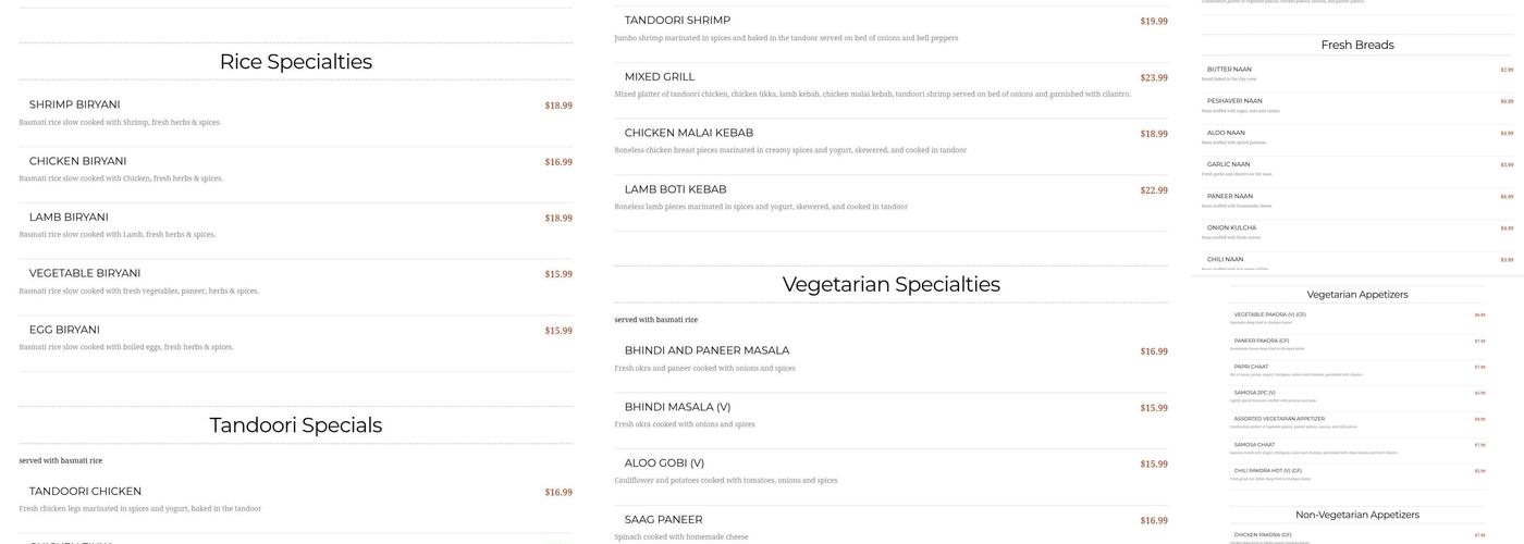 Taste of Punjab Menu