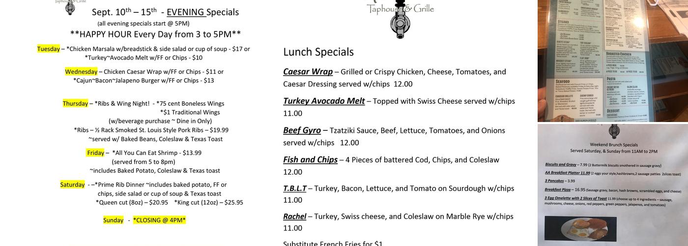 Ambiance on Albion - Taphouse and Grill Menu