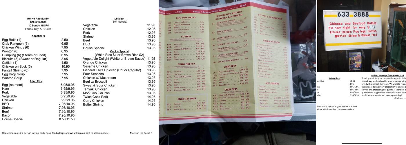 Ho Ho Restaurant Menu