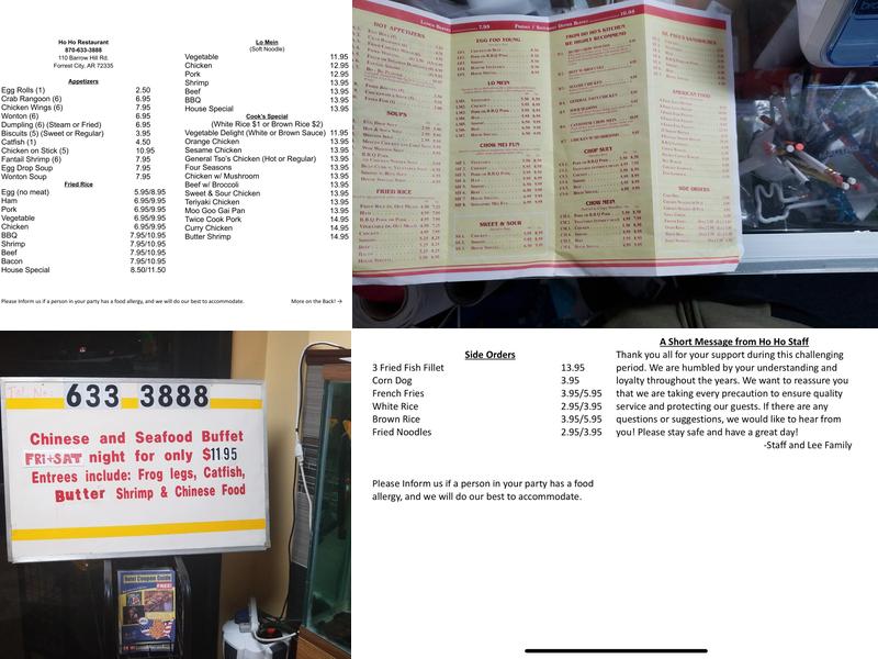 Ho Ho Restaurant Menu