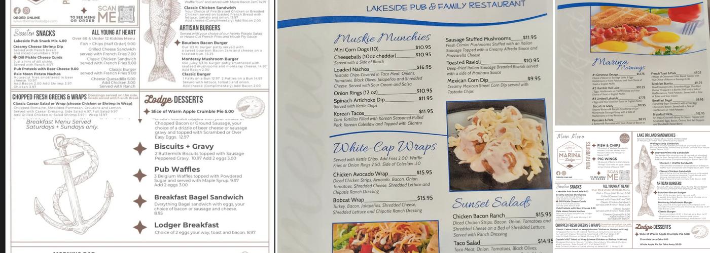 The Marina Lodge Lakeside Pub & Provisions Menu