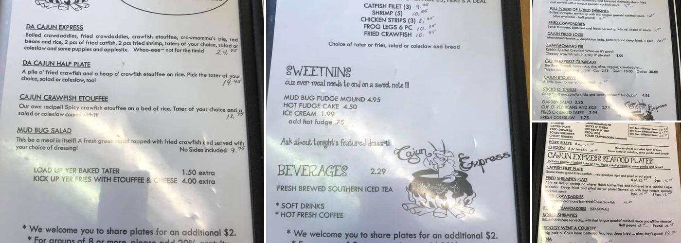 Cajun Express Menu