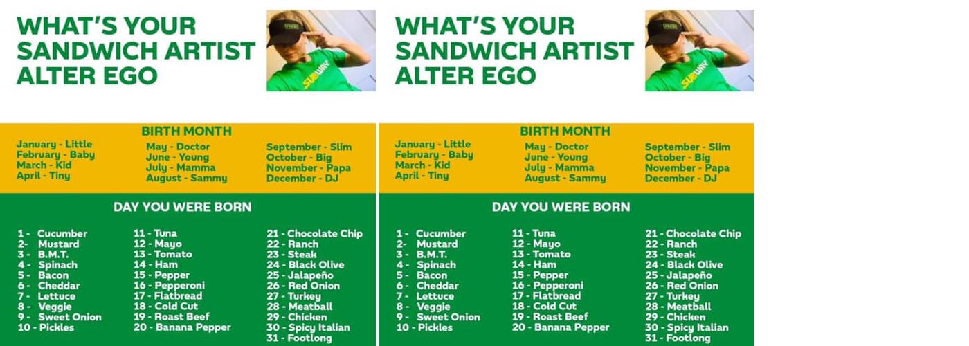 Subway Menu