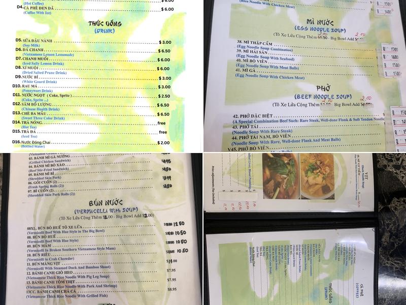 Café Bich Nga Menu