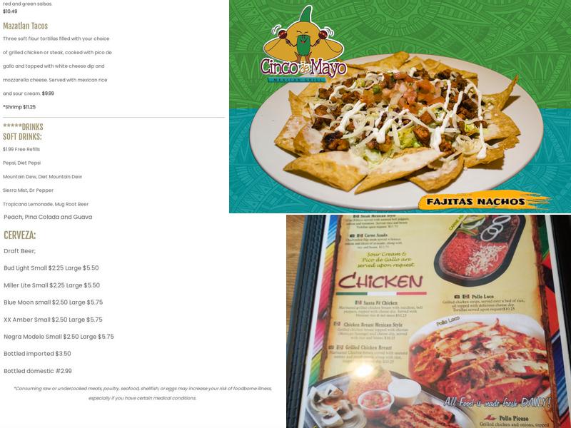 Cinco de Mayo Restaurant Menu