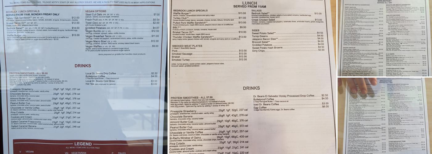 Bedrock Eats and Sweets Menu