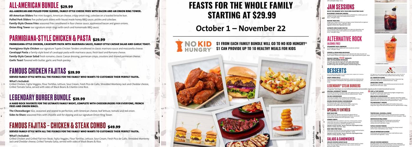 Hard Rock Cafe Menu