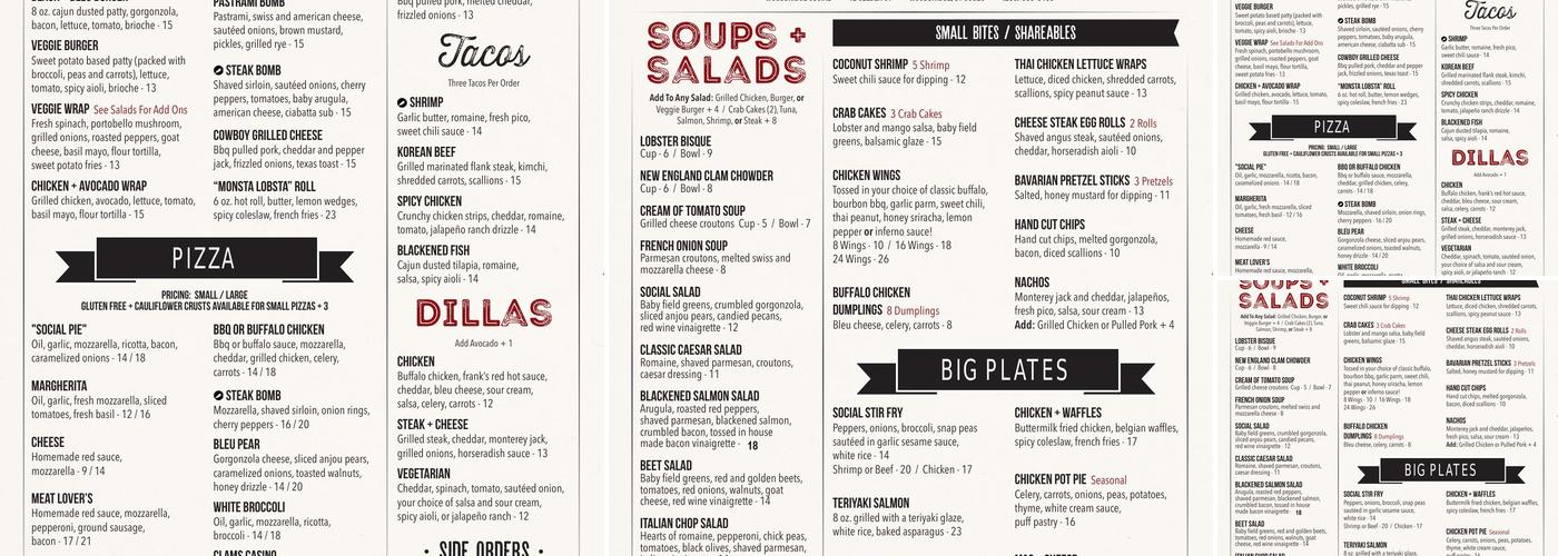 Woodbridge Social Menu