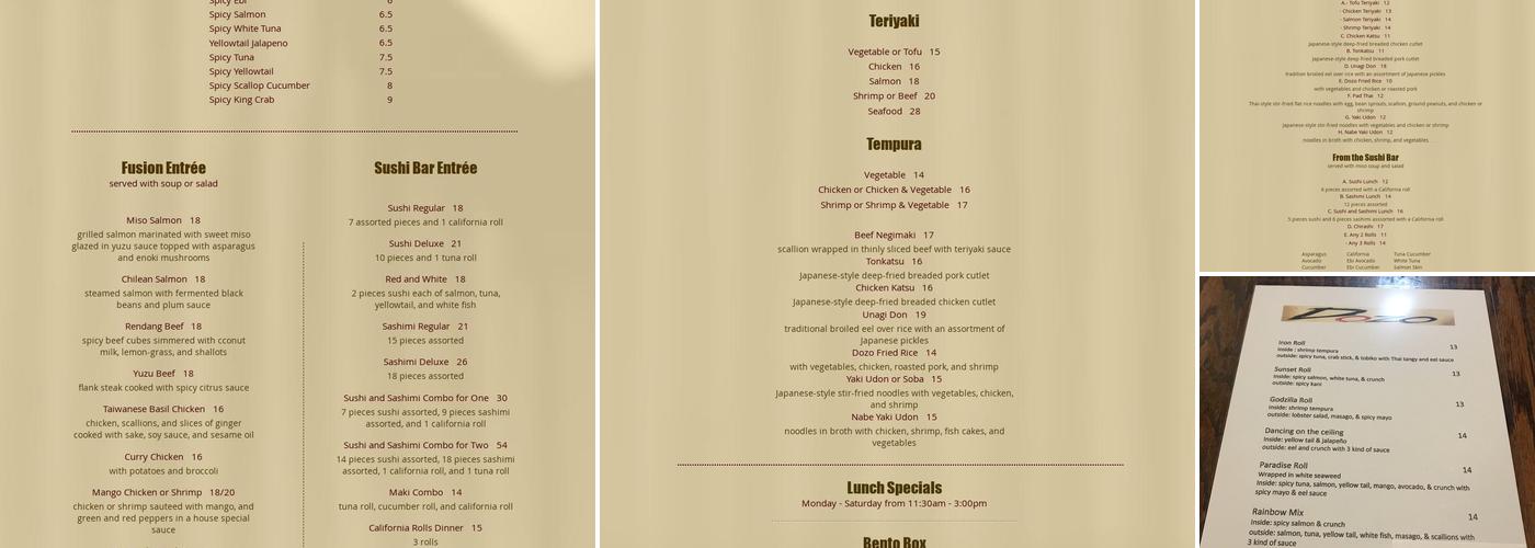 Dozo Asian Bistro & Sushi Menu