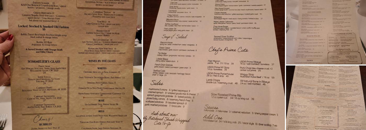 Bascom's Chop House Menu
