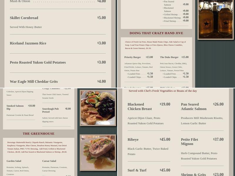 Postmasters Grill Menu