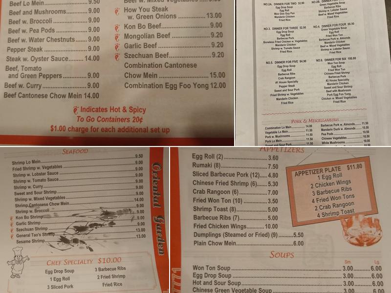 Oriental Gardens Restaurant Menu