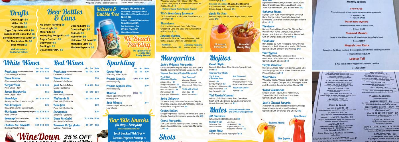 Seabreeze Island Grill Menu