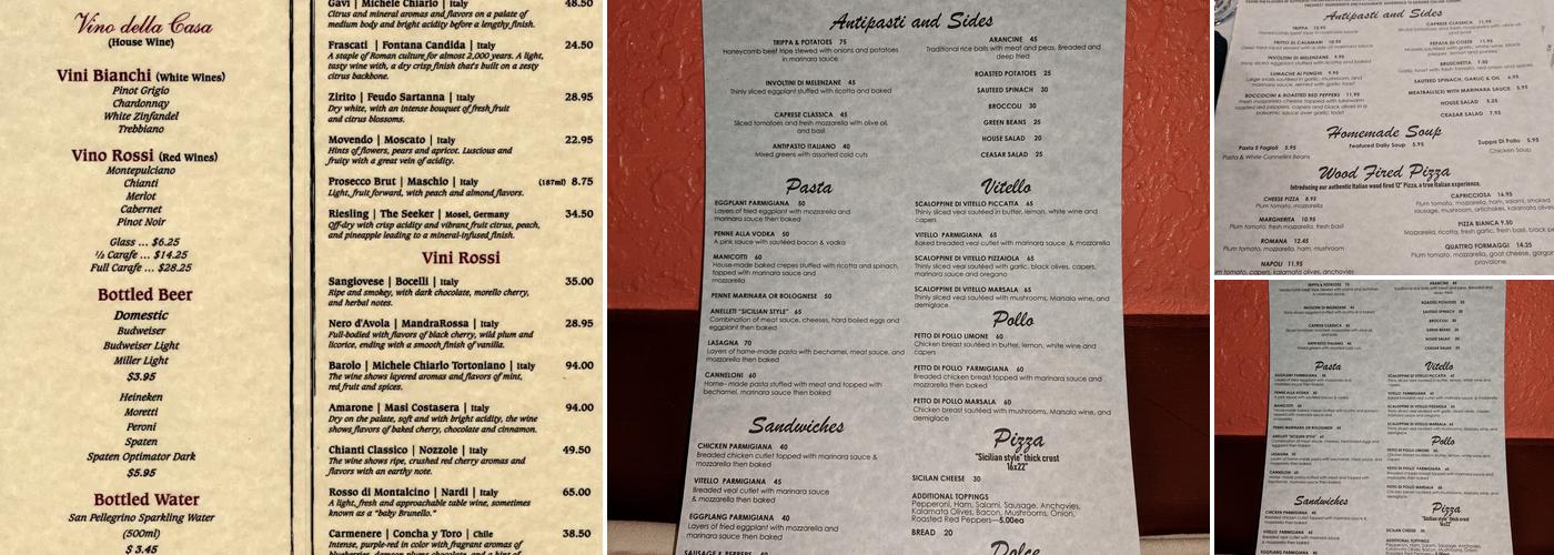 Amici Italian Eatery Menu
