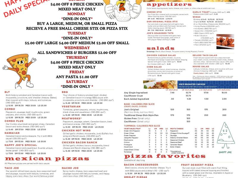 Happy Joe's Pizza & Ice Cream - New Ulm Menu