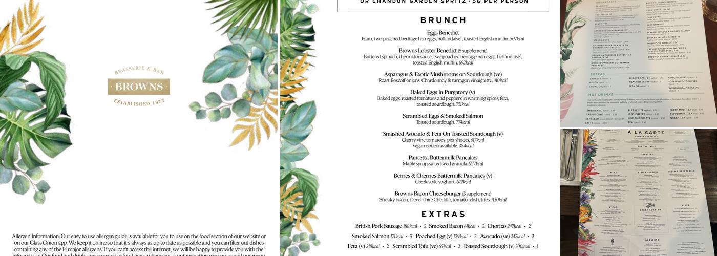 Browns Manchester Menu