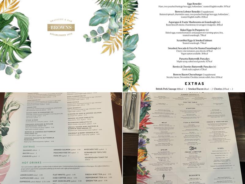 Browns Manchester Menu