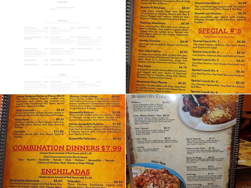 El Palenque Mexican Restaurant Menu