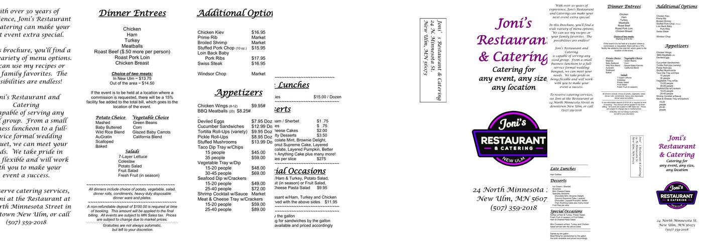 Joni's Restaurant & Catering Menu