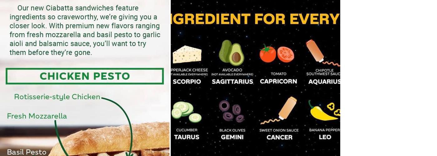 Subway Menu