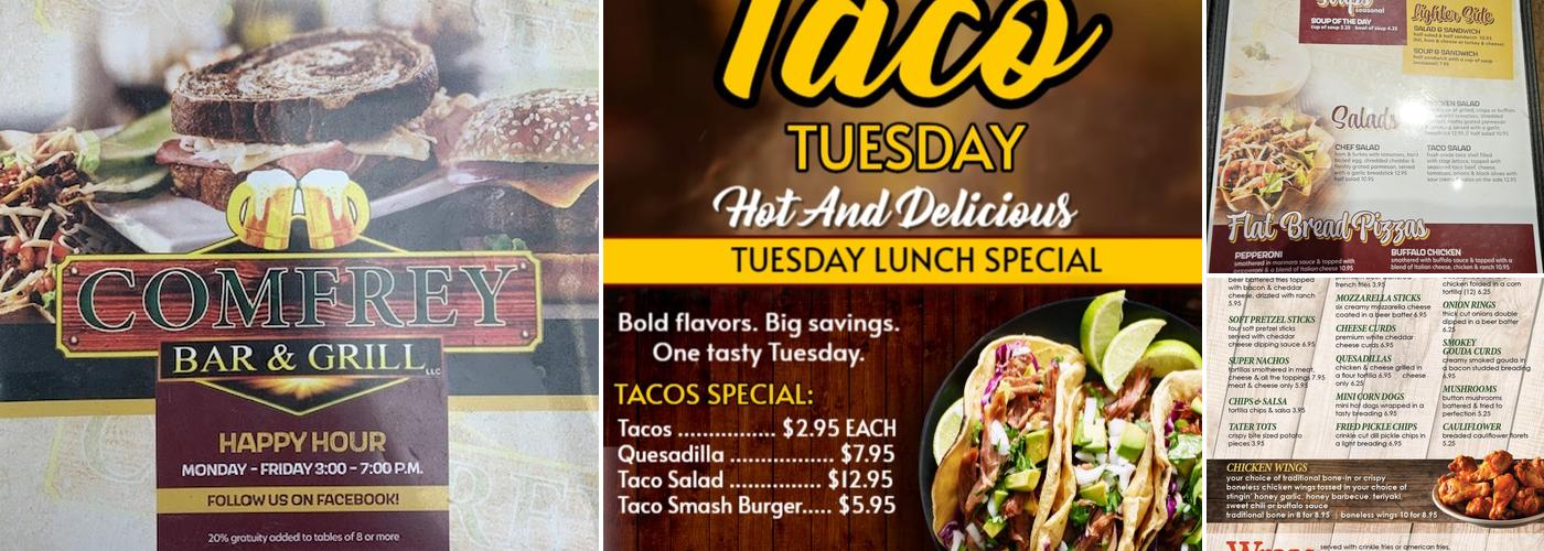 Comfrey Bar & Grill Menu