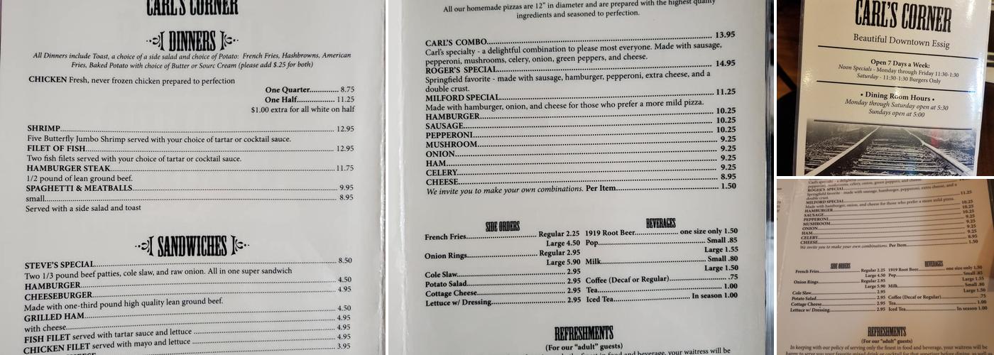 Carl's Corner Menu