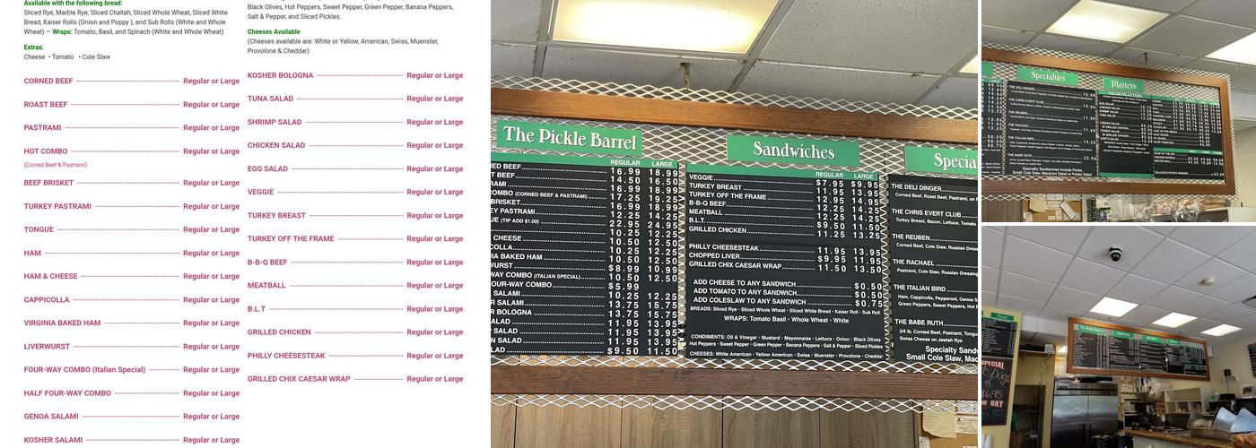 Pickle Barrel Menu