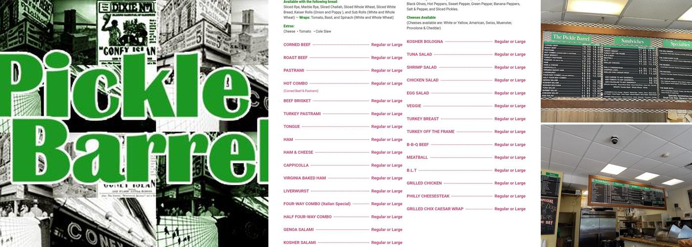 Pickle Barrel Menu