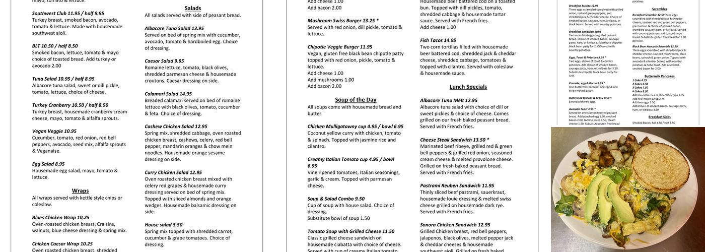 Grateful Bread Cafe & Bistro Menu