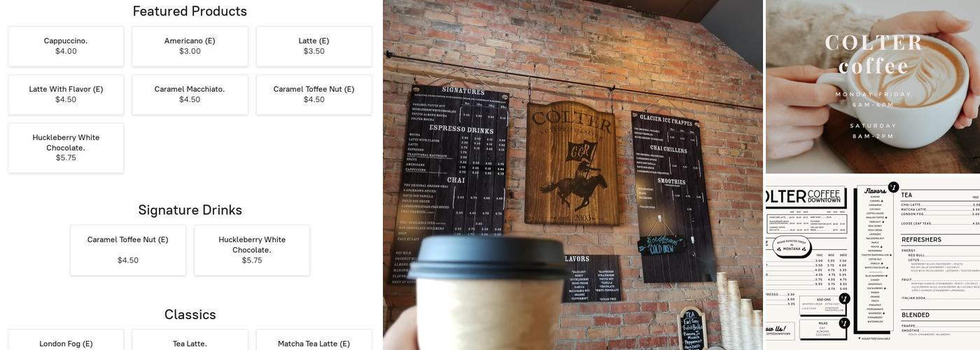 Colter Coffee Menu