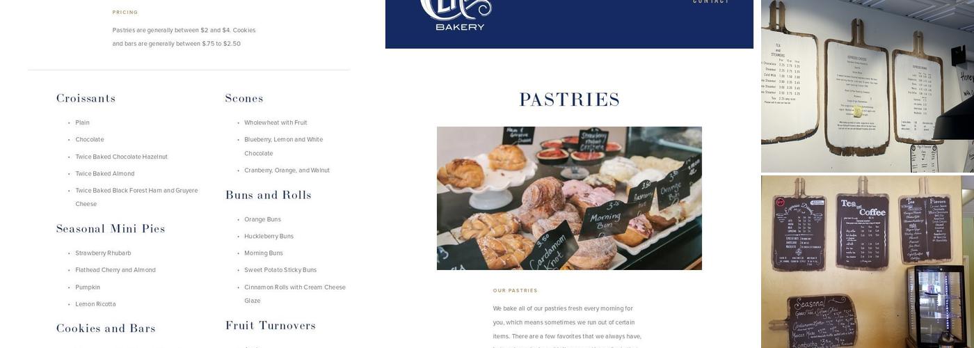 Ceres Bakery Inc Menu