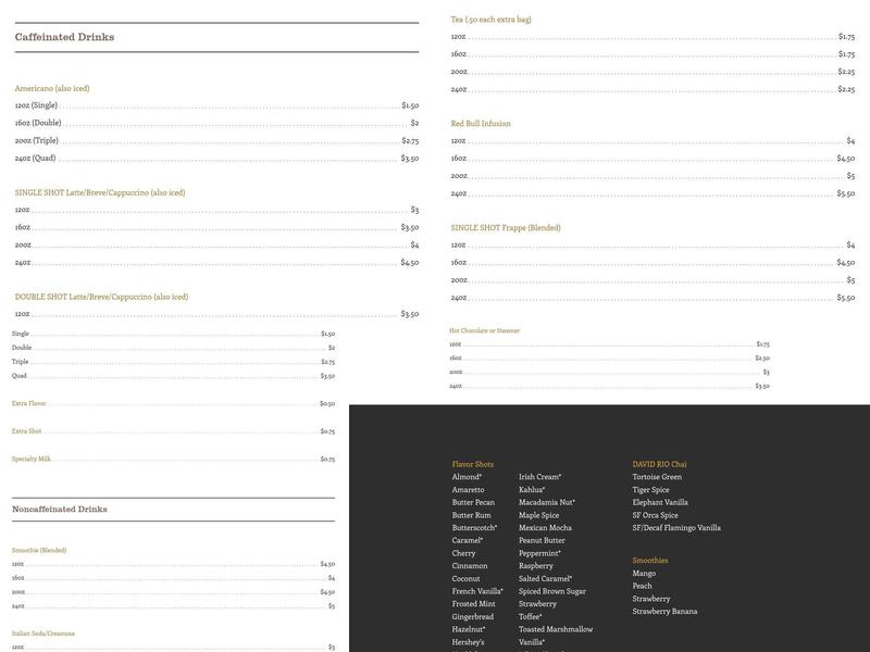 Jo Mama's Coffee Menu