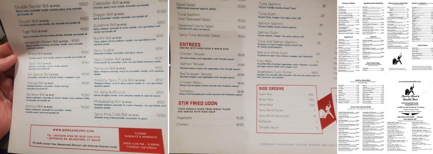 Daiko Jerry San's Sushi Bar Menu