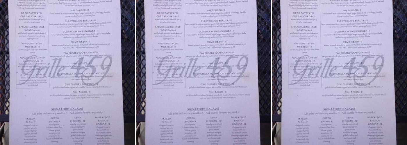 Grille 459 Menu