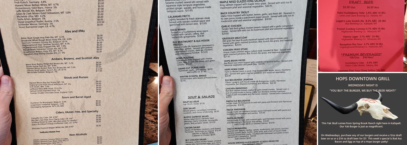 Hops Downtown Grill Menu