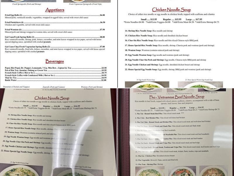Pho Ly Asian Cuisine, Inc Menu