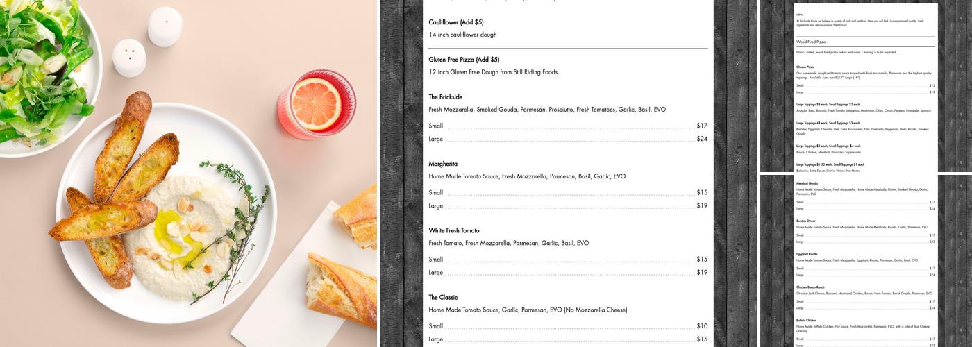 Brickside Pizza Menu