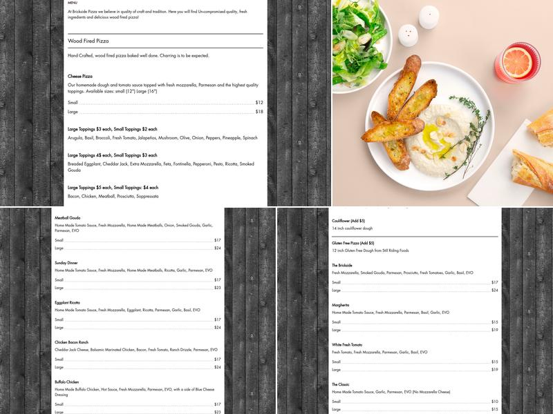 Brickside Pizza Menu