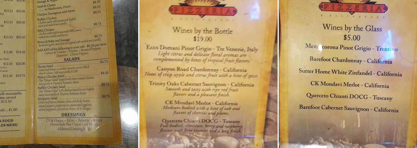 Marco Pizzeria & Restaurant Menu