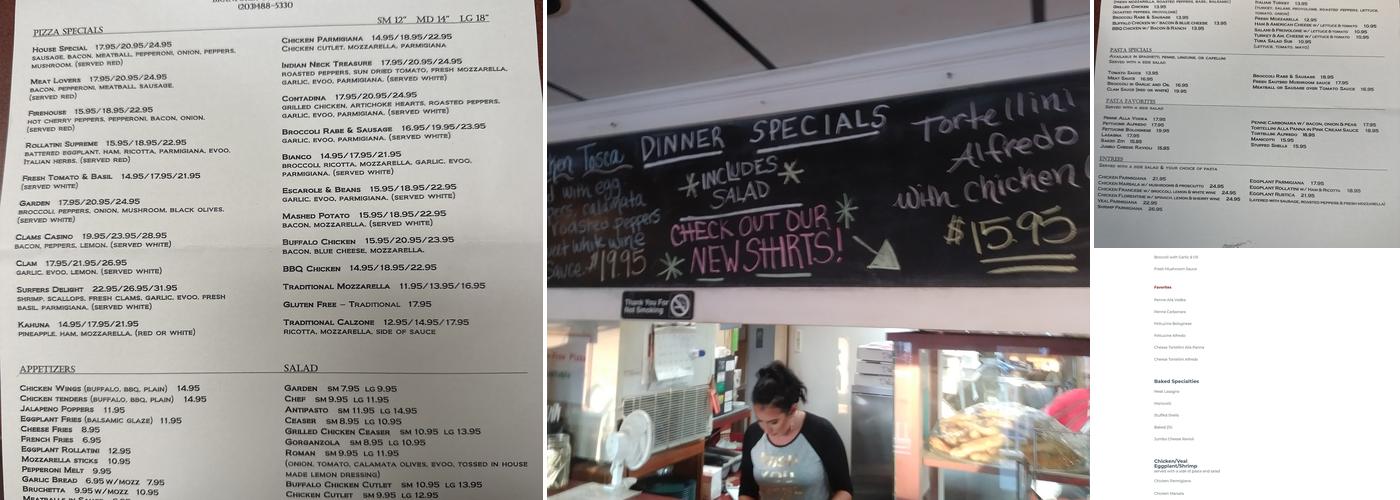 Indian Neck Pizza Menu