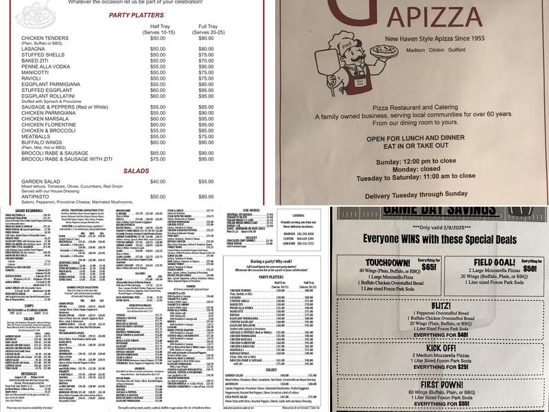 Grand Apizza of Guilford Menu