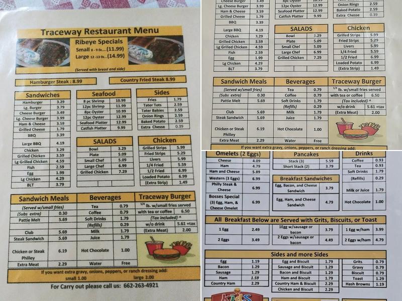 Trace-Way Restaurant Menu