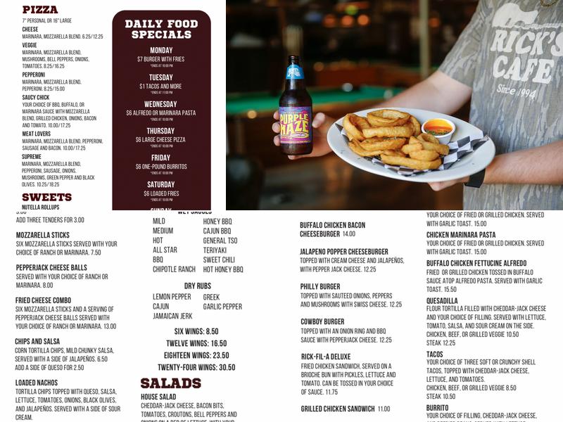 Rick's Cafe Menu
