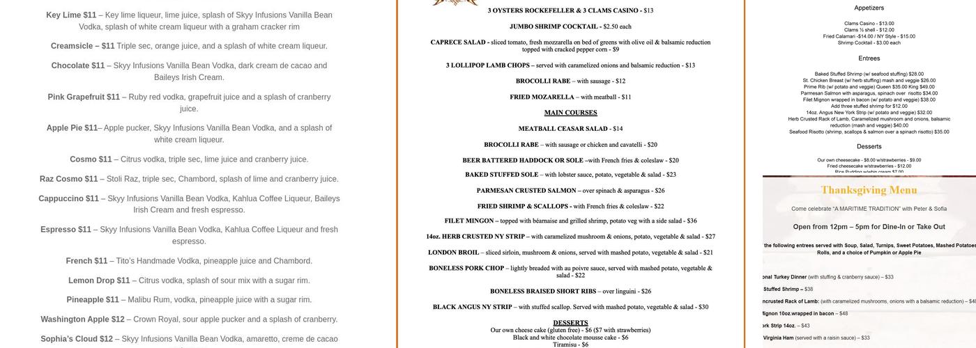 Maritime Grille Menu