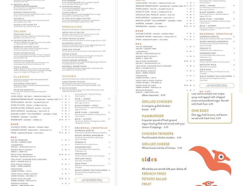 Harveys Menu