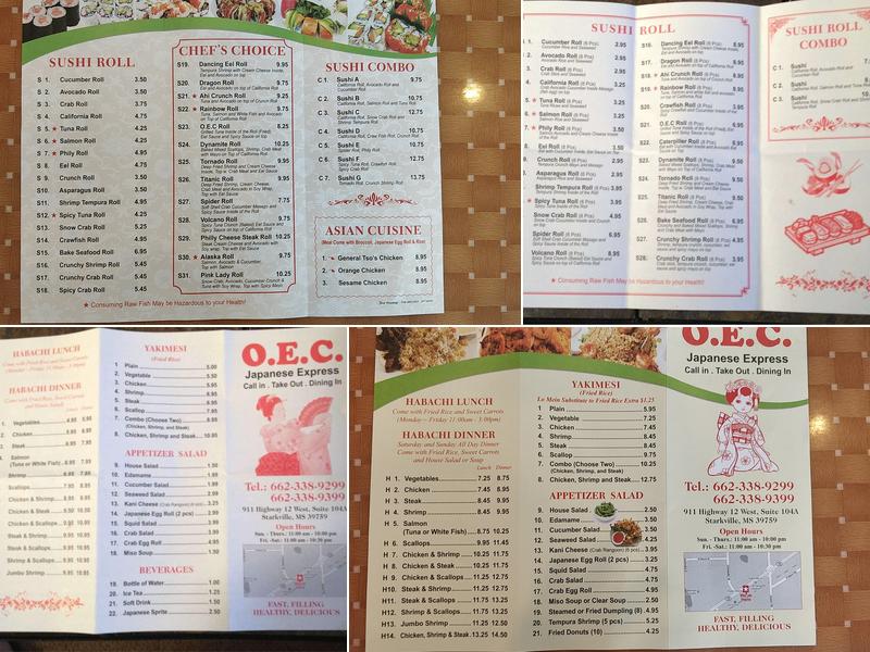 OEC Japanese Express Menu