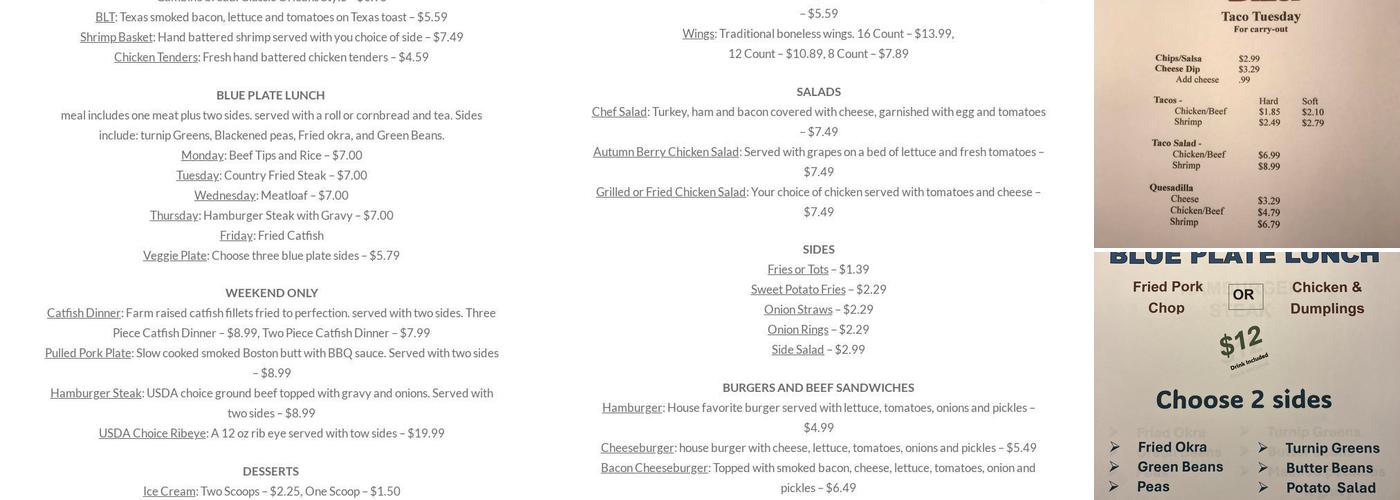 Pheba’s Diner Menu