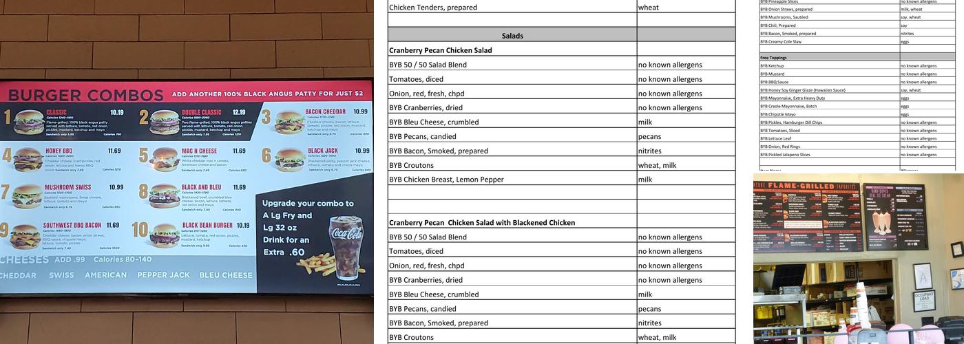 Back Yard Burgers Menu