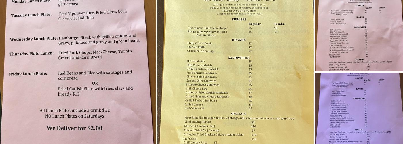 Delta Amusement Cafe Menu